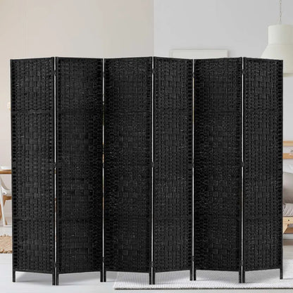 Artiss 6 Panel Room Divider Screen 245x170cm Woven Black - Image 8