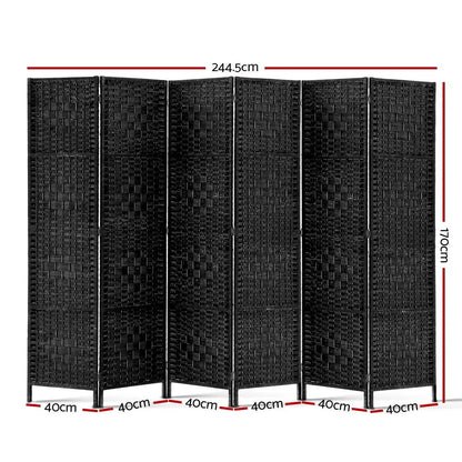 Artiss 6 Panel Room Divider Screen 245x170cm Woven Black - Image 2
