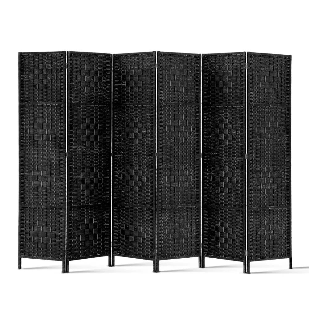 Artiss 6 Panel Room Divider Screen 245x170cm Woven Black - Image 3