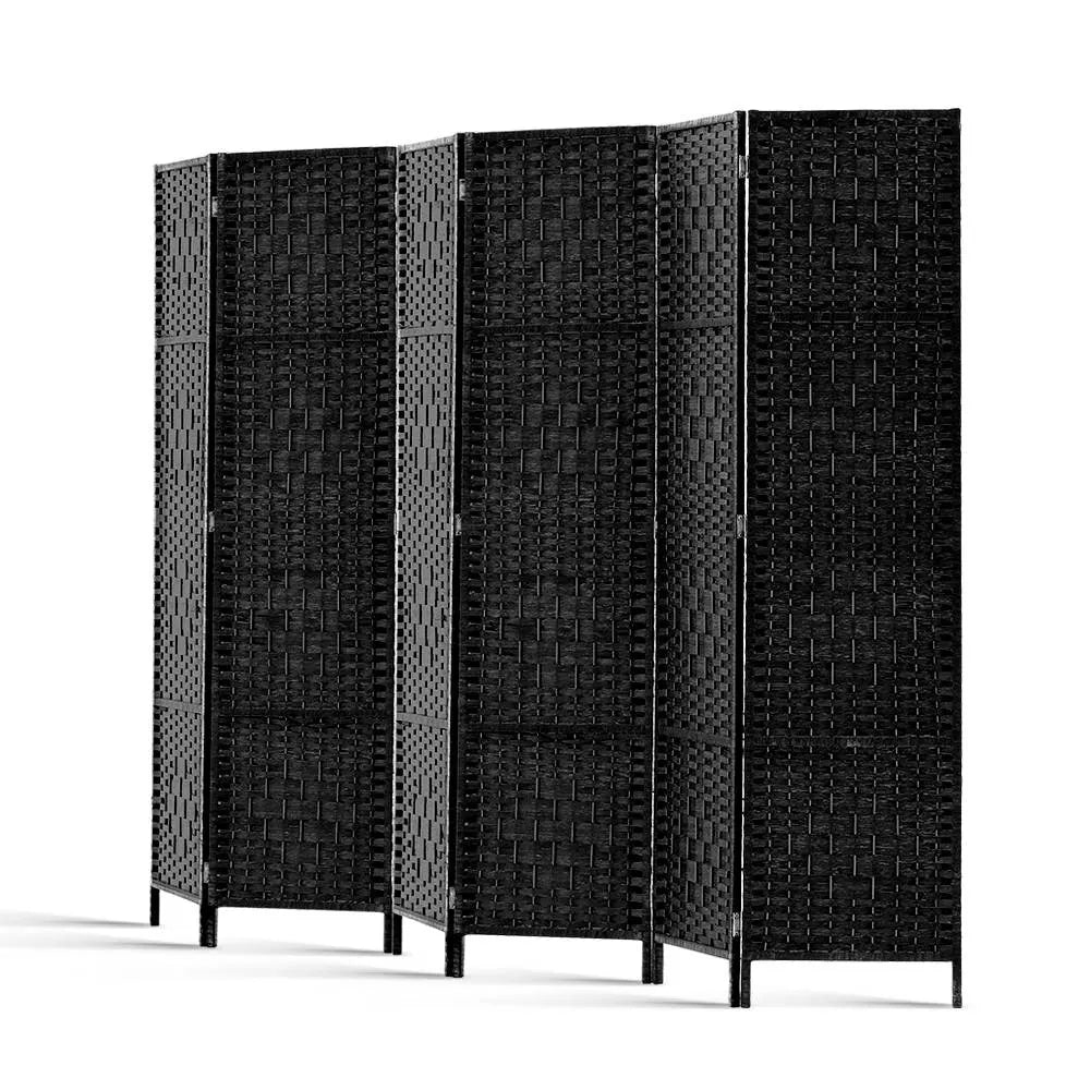 Artiss 6 Panel Room Divider Screen 245x170cm Woven Black - Image 4