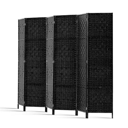 Artiss 6 Panel Room Divider Screen 245x170cm Woven Black - Image 4