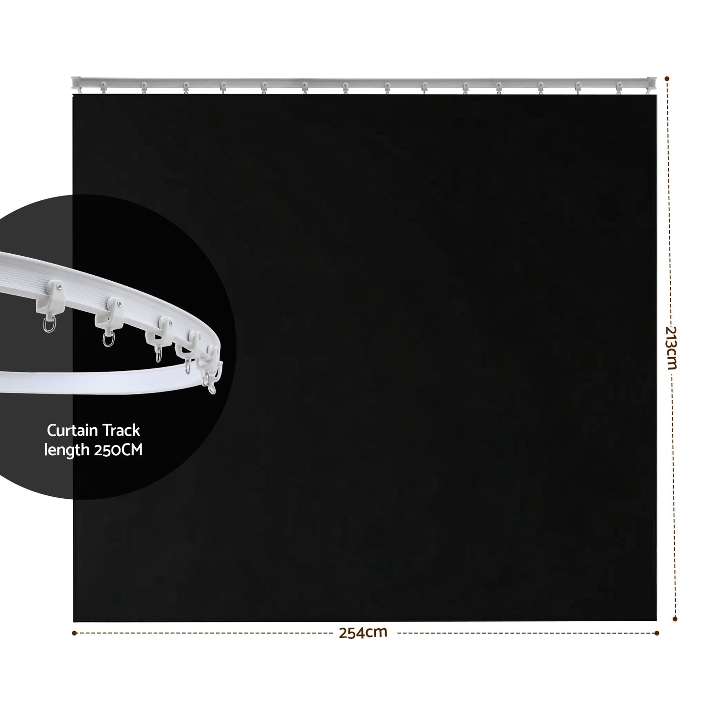 Artiss Room Divider Curtain Ceiling Mounted Track Sets Flexible Black - Image 2