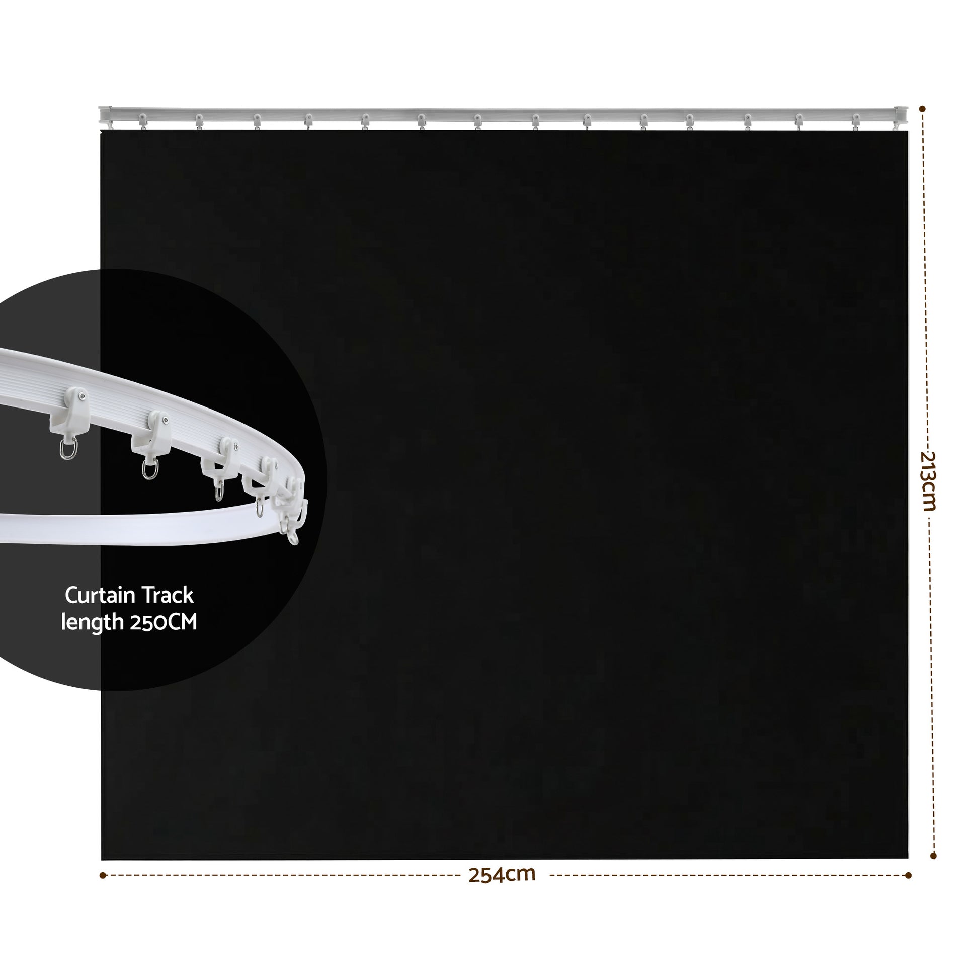Artiss Room Divider Curtain Ceiling Mounted Track Sets Flexible Black - Image 2