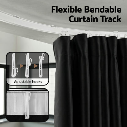 Artiss Room Divider Curtain Ceiling Mounted Track Sets Flexible Black - Image 4