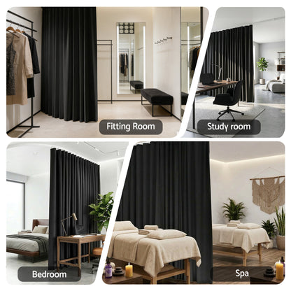 Artiss Room Divider Curtain Ceiling Mounted Track Sets Flexible Black - Image 7