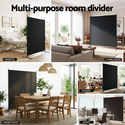 Artiss Room Divider Screen 175x180cm Fabric Black - Image 6