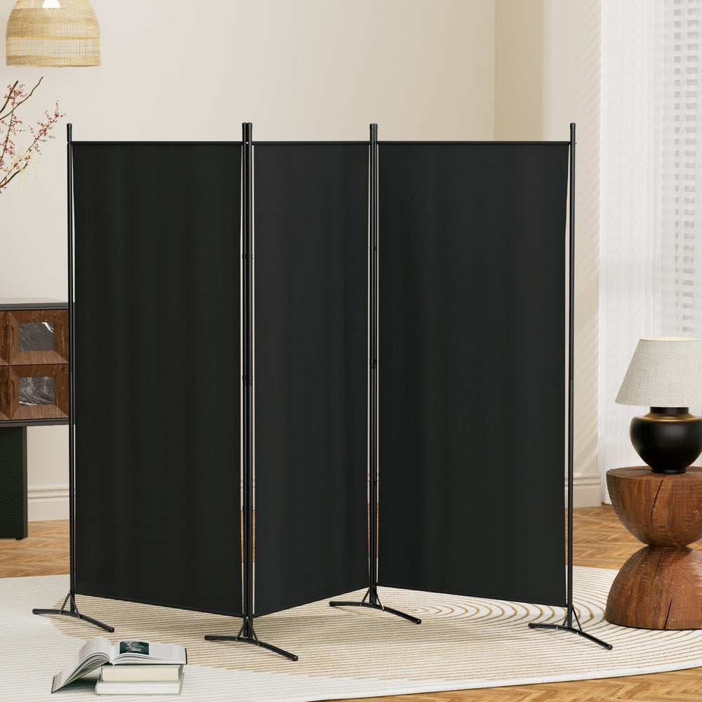 Artiss 3 Panel Room Divider Screen 260x180cm Fabric Black - Image 7