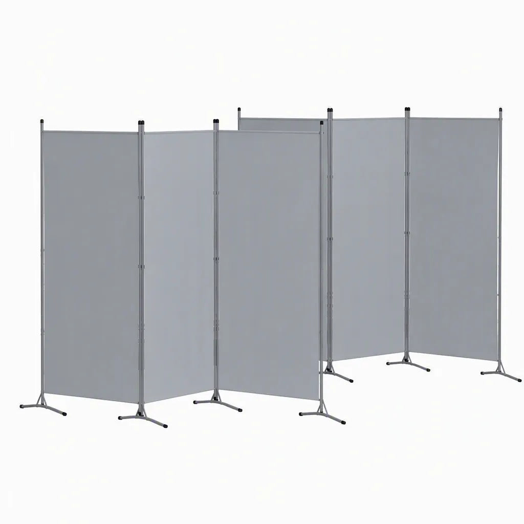 Artiss 3 Panel Room Divider Set of 2 Folding Privacy Screen Fabric Room Separator Partition Grey - Image 2