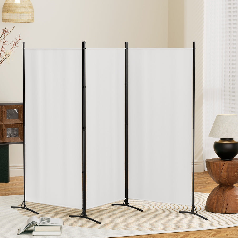 Artiss 3 Panel Room Divider Screen 260x180cm Fabric White - Image 7