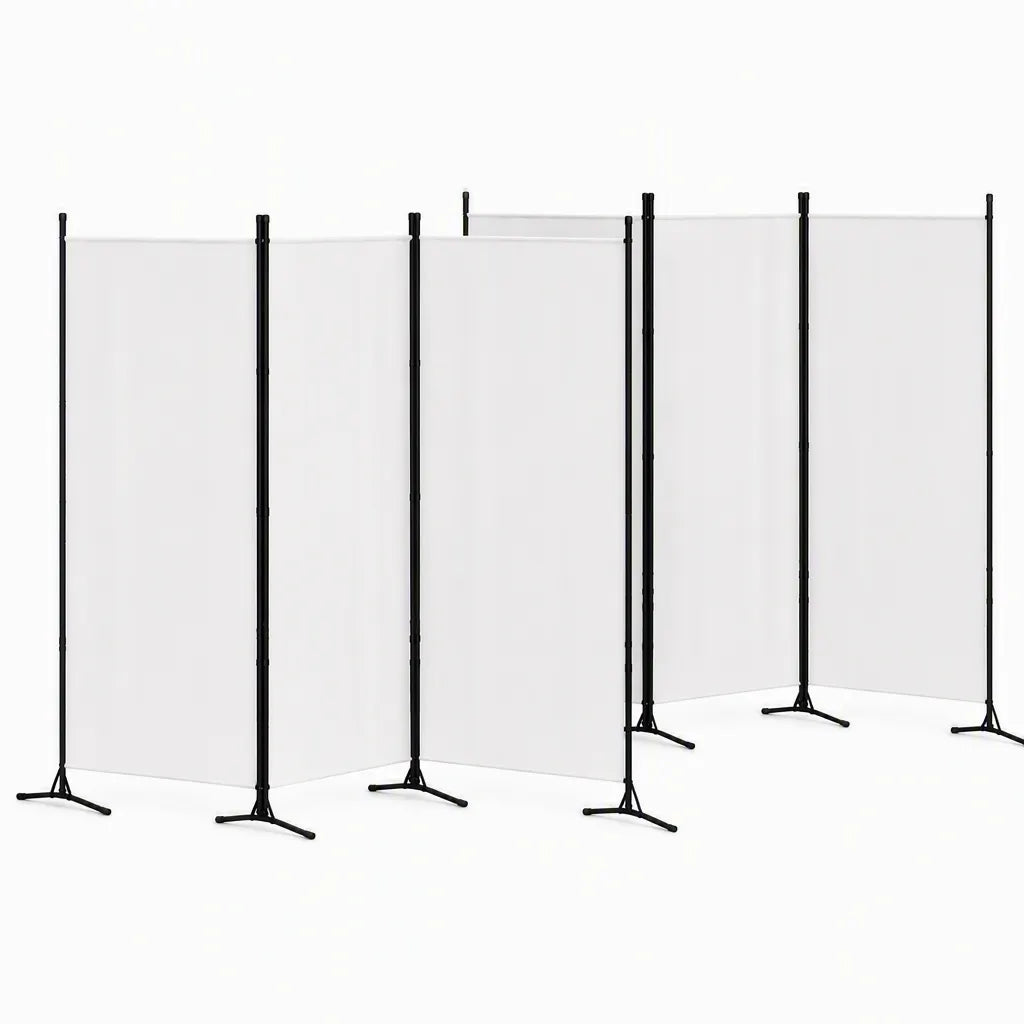 Artiss 3 Panel Room Divider Set of 2 Folding Privacy Screen Fabric Room Separator Partition White - Image 2