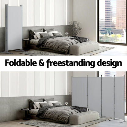 Artiss 4 Panel Room Divider Screen 345x180cm Fabric Grey - Image 6