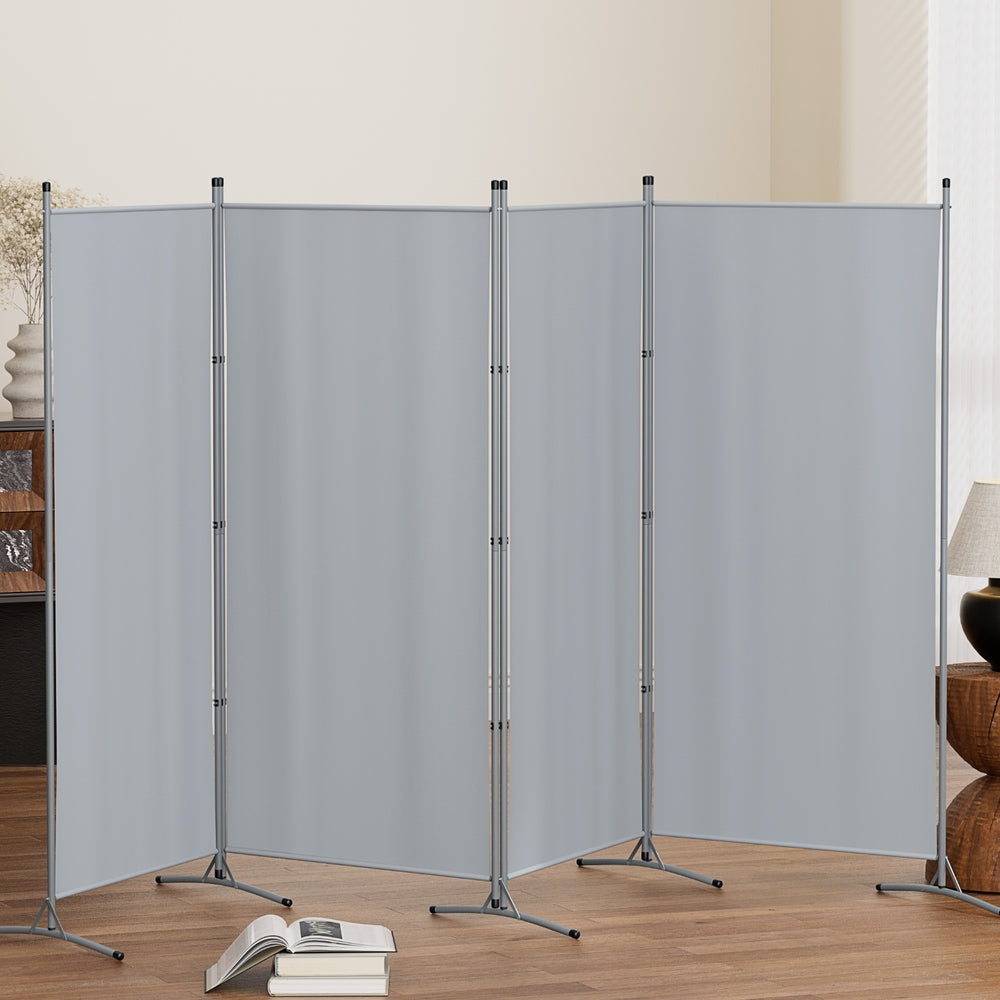 Artiss 4 Panel Room Divider Screen 345x180cm Fabric Grey - Image 7