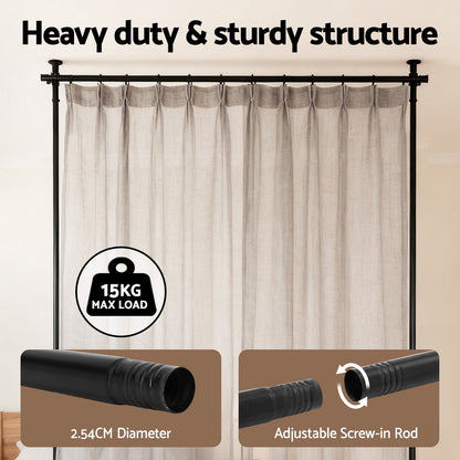 Artiss Room Divider Curtain Rod Extendable Black - Image 5