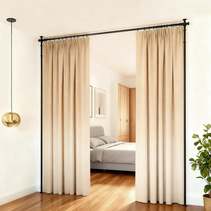 Artiss Room Divider Curtain Rod Extendable Black - Image 7