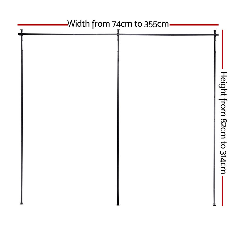 Artiss Room Divider Curtain Rod Extendable Black - Image 2