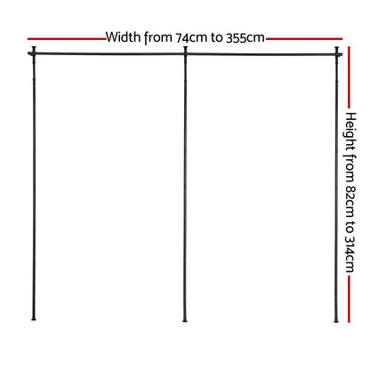 Artiss Room Divider Curtain Rod Extendable Black - Image 2