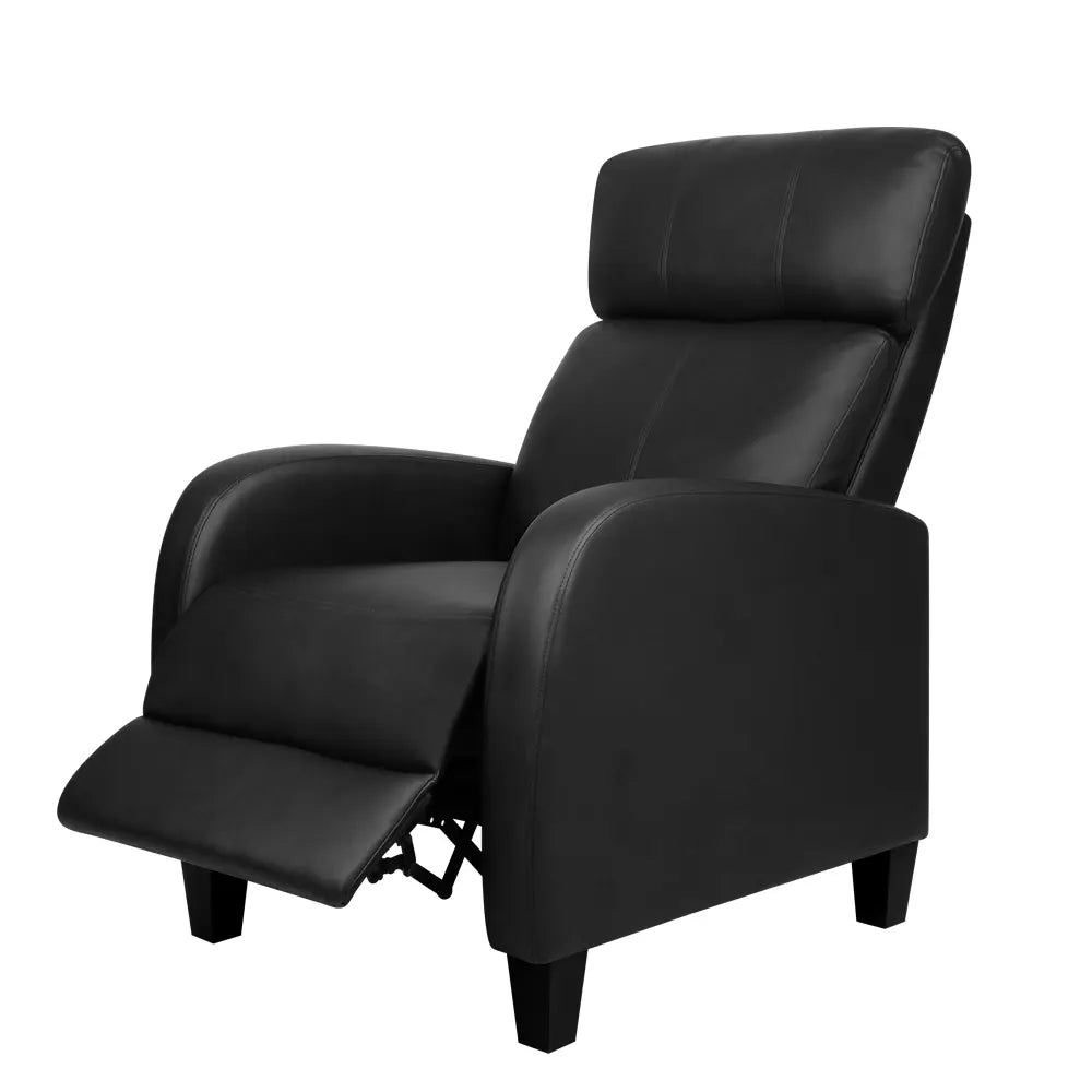 Artiss PU Leather Reclining Armchair - Black - Image 8