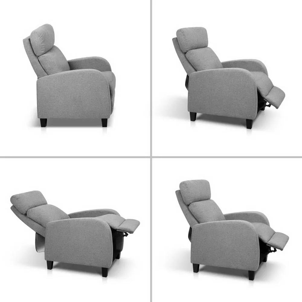 Artiss Fabric Reclining Armchair - Grey - Image 4