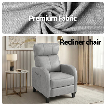 Artiss Massage Recliner Chair Small Recliner Sofa for Adults Fabric Grey - Image 5