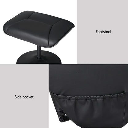 Artiss 2X Recliner Chair Ottoman Heated Massage Black - Image 6