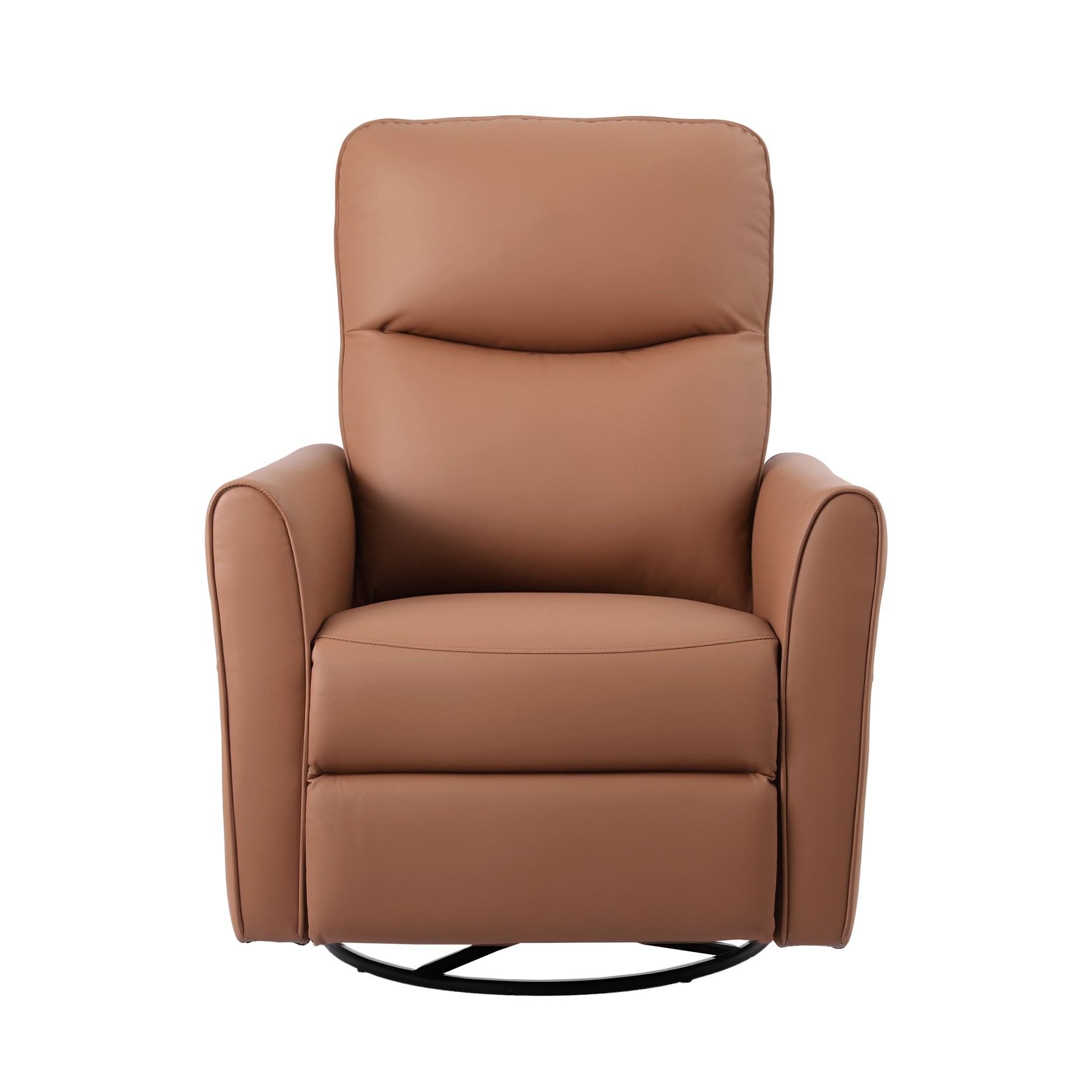 Artiss Swivel Recliner Chair Leather Rocking Reclining Sofa​ with Charging Ports LED Brown - Image 3