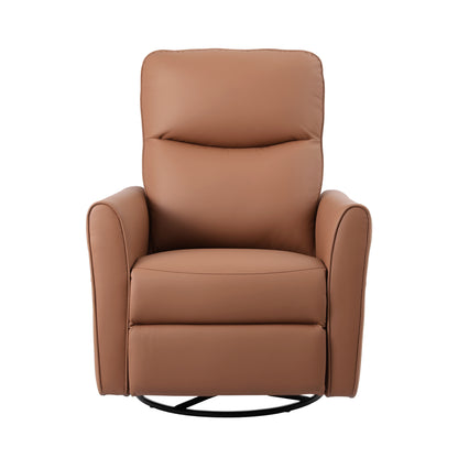 Artiss Swivel Recliner Chair Leather Rocking Reclining Sofa​ with Charging Ports LED Brown - Image 3