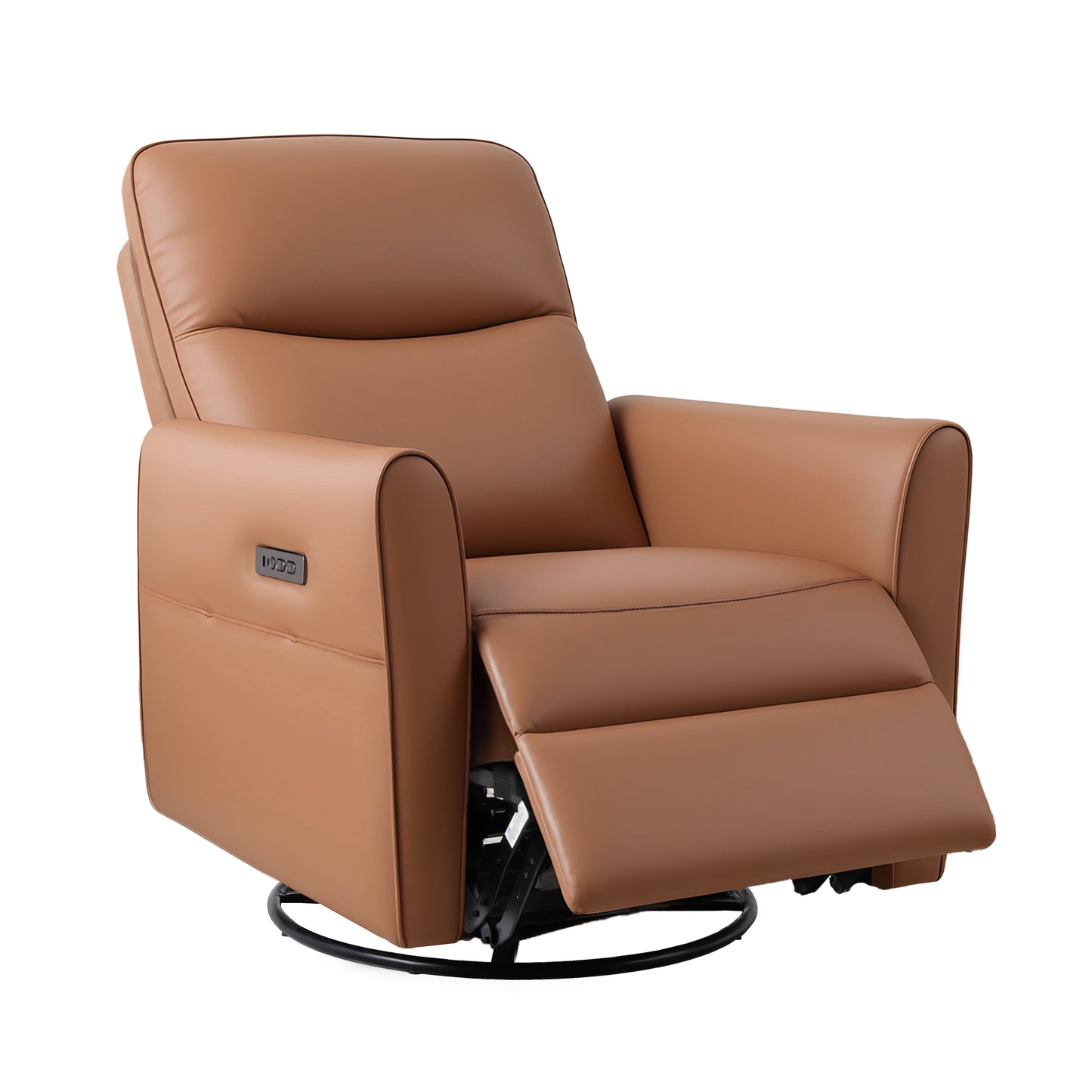 Artiss Swivel Recliner Chair Leather Rocking Reclining Sofa​ with Charging Ports LED Brown - Image 9