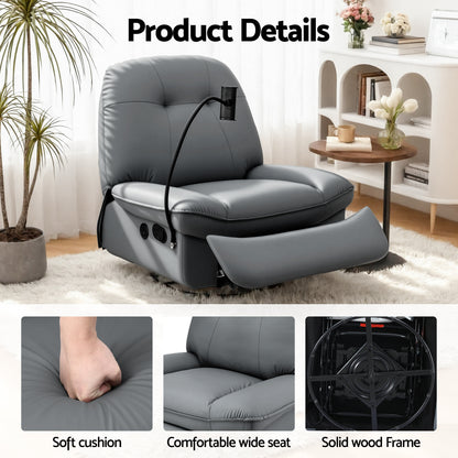 Artiss Manual Swivel Rocker Recliner with USB Ports Rocking Chair Nursery Sofa Lounge - Image 7