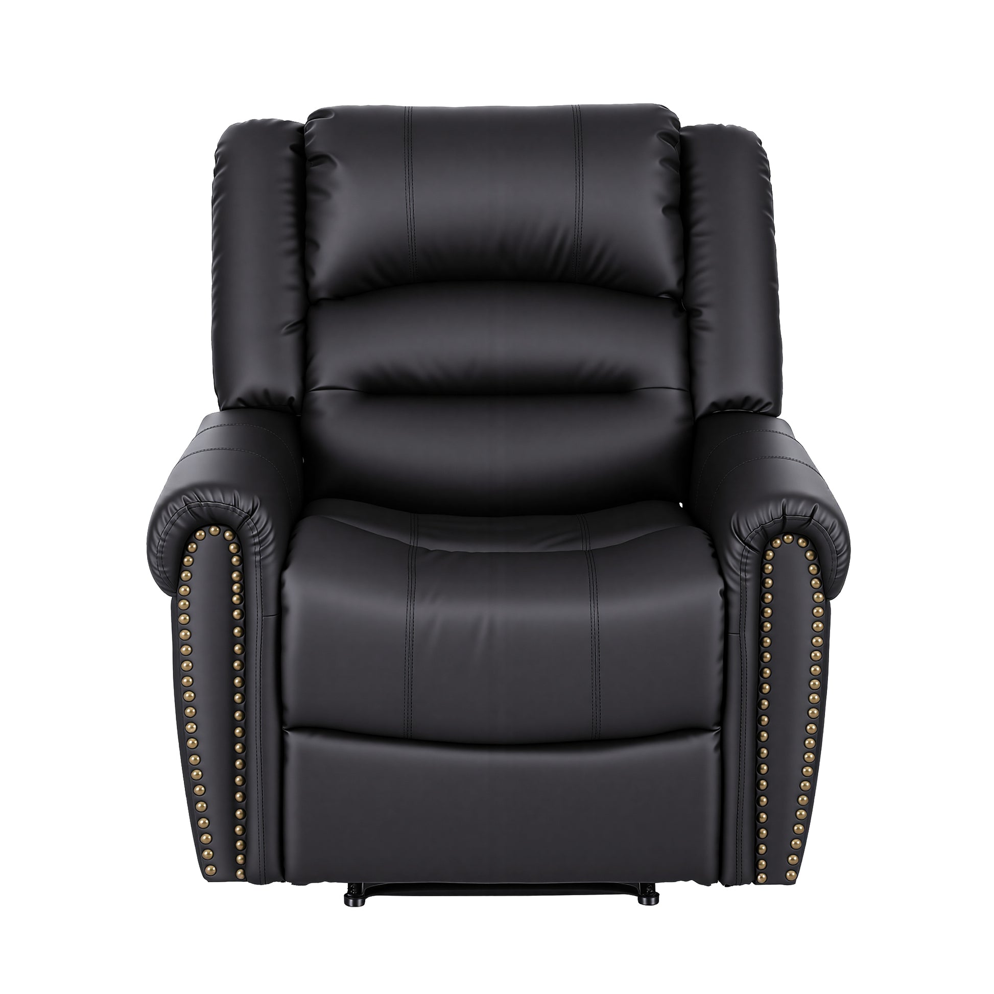 Artiss Leather Manual Recliner Chair with USB Charge Port, Overstuffed Armchair Sofa for Living Room and Nursery, Asjustable Theater Reclining Lounge with Comfortable Wide Seat, 150kg Capacity, Black - Image 3