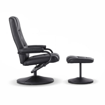 Artiss Recliner with Ottoman 360-Degree Swivel Recliner Chair and Ottoman Set PU Leather Black - Image 3