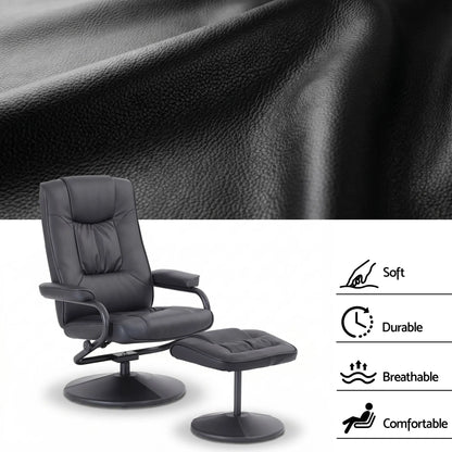 Artiss Recliner with Ottoman 360-Degree Swivel Recliner Chair and Ottoman Set PU Leather Black - Image 6