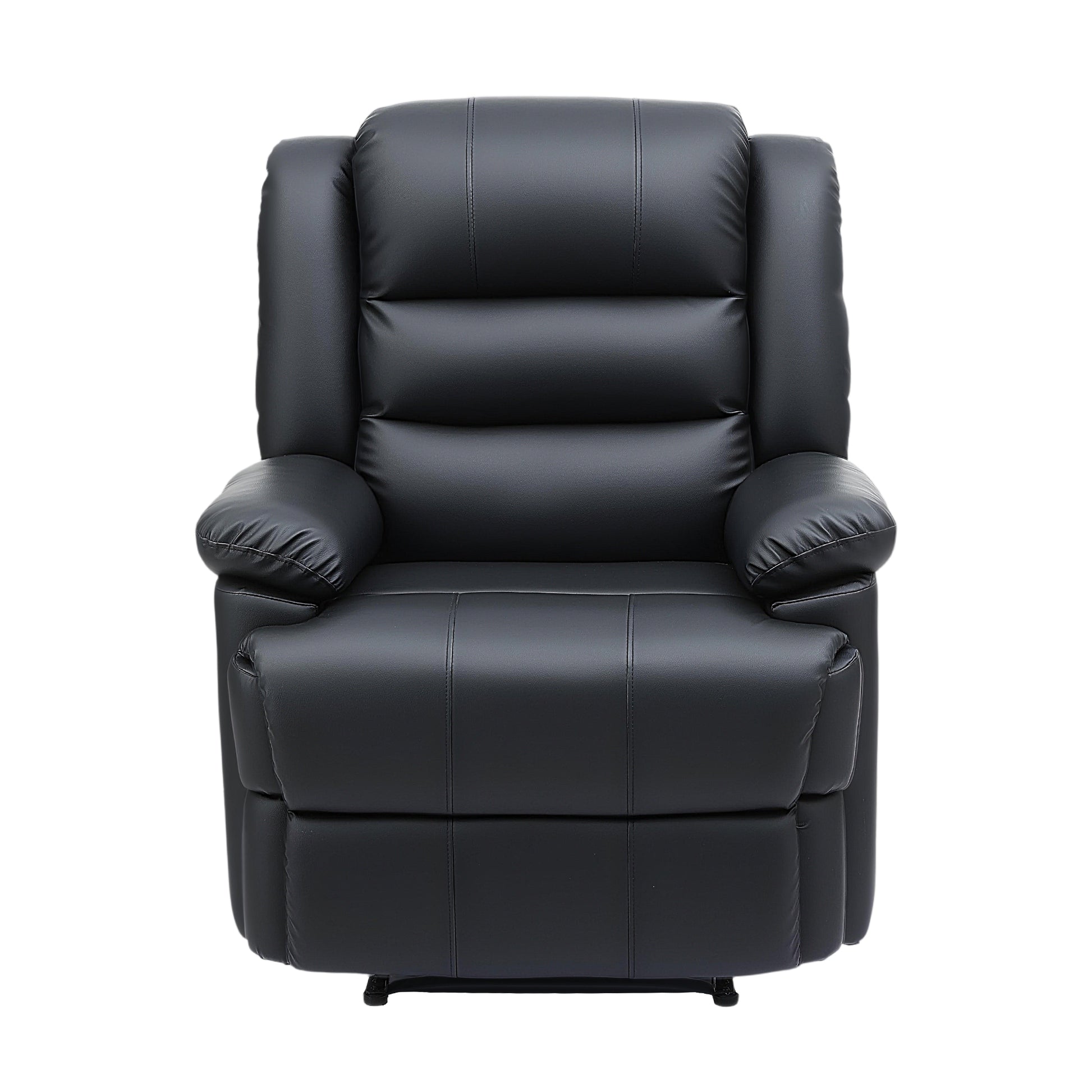 Artiss Manual Recliner Chair Leather Reclining Sofa with 16color Led Black - Image 3