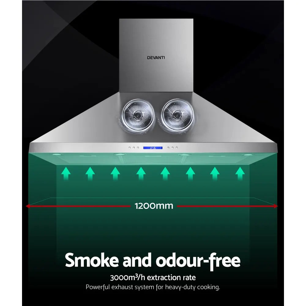 Devanti 1200mm Range Hood 120cm BBQ Commercial Rangehood - Image 4
