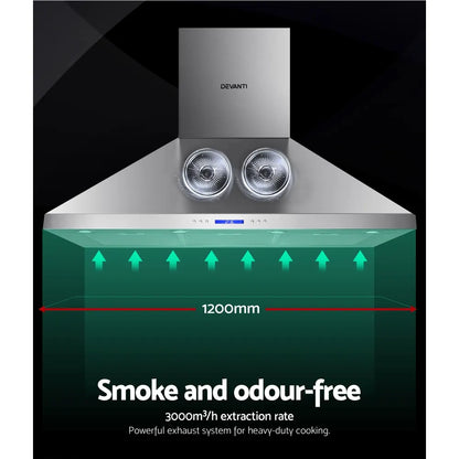 Devanti 1200mm Range Hood 120cm BBQ Commercial Rangehood - Image 4