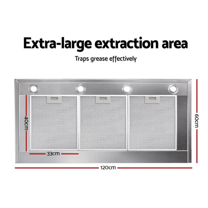 Devanti 1200mm Range Hood 120cm BBQ Commercial Rangehood - Image 6