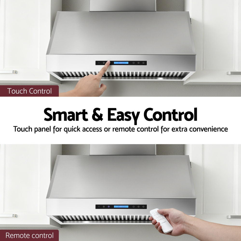 Devanti 900mm Range Hood 3-Speed Fan LED Display Remote Control - Image 6