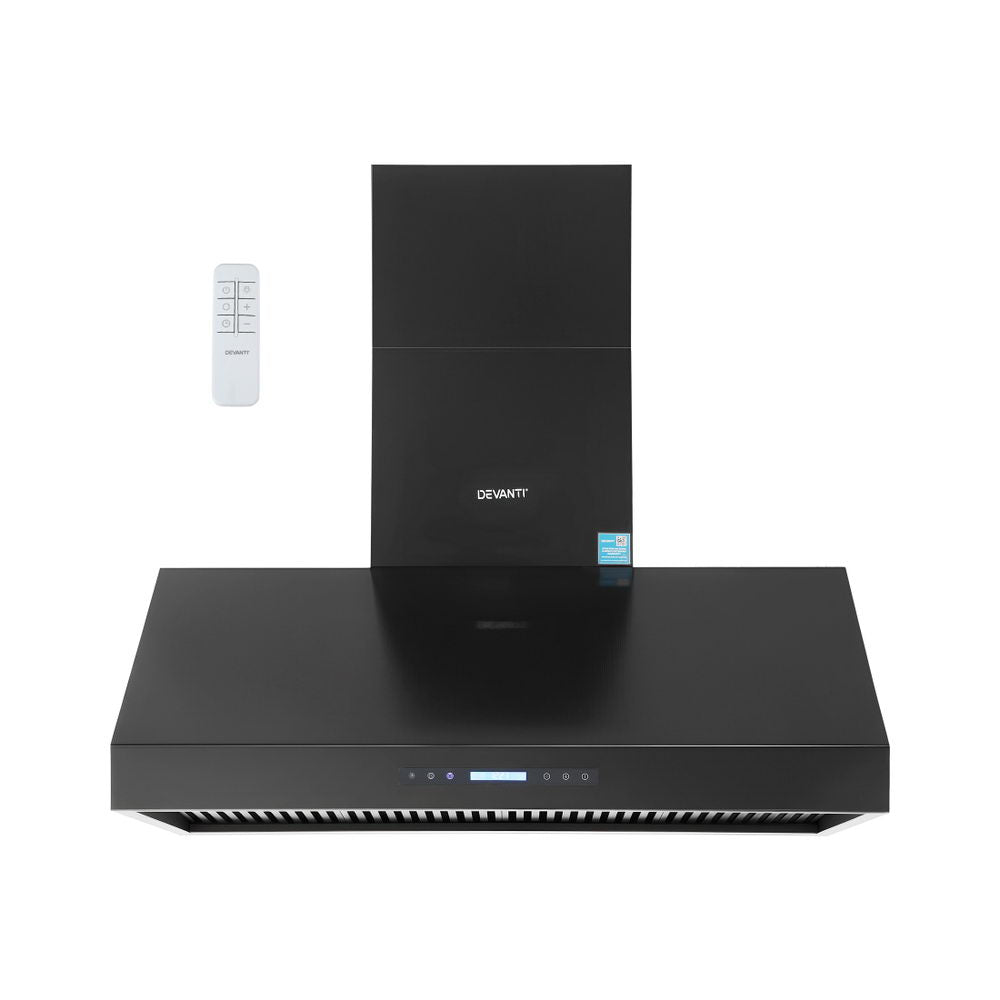 Devanti 1200mm Commercial BBQ Range Hood Dual Motor W/ Remote Control Black - Image 2