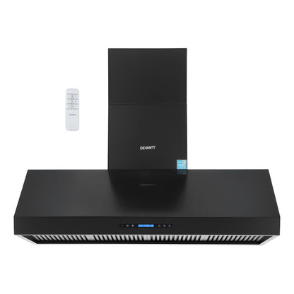 Devanti 1500mm Commercial BBQ Range Hood Dual Motor W/ Remote Control Black - Image 2