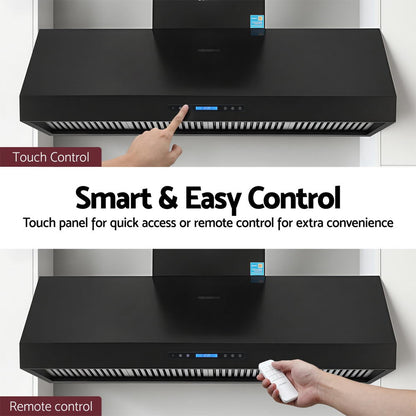Devanti 1500mm Commercial BBQ Range Hood Dual Motor W/ Remote Control Black - Image 6