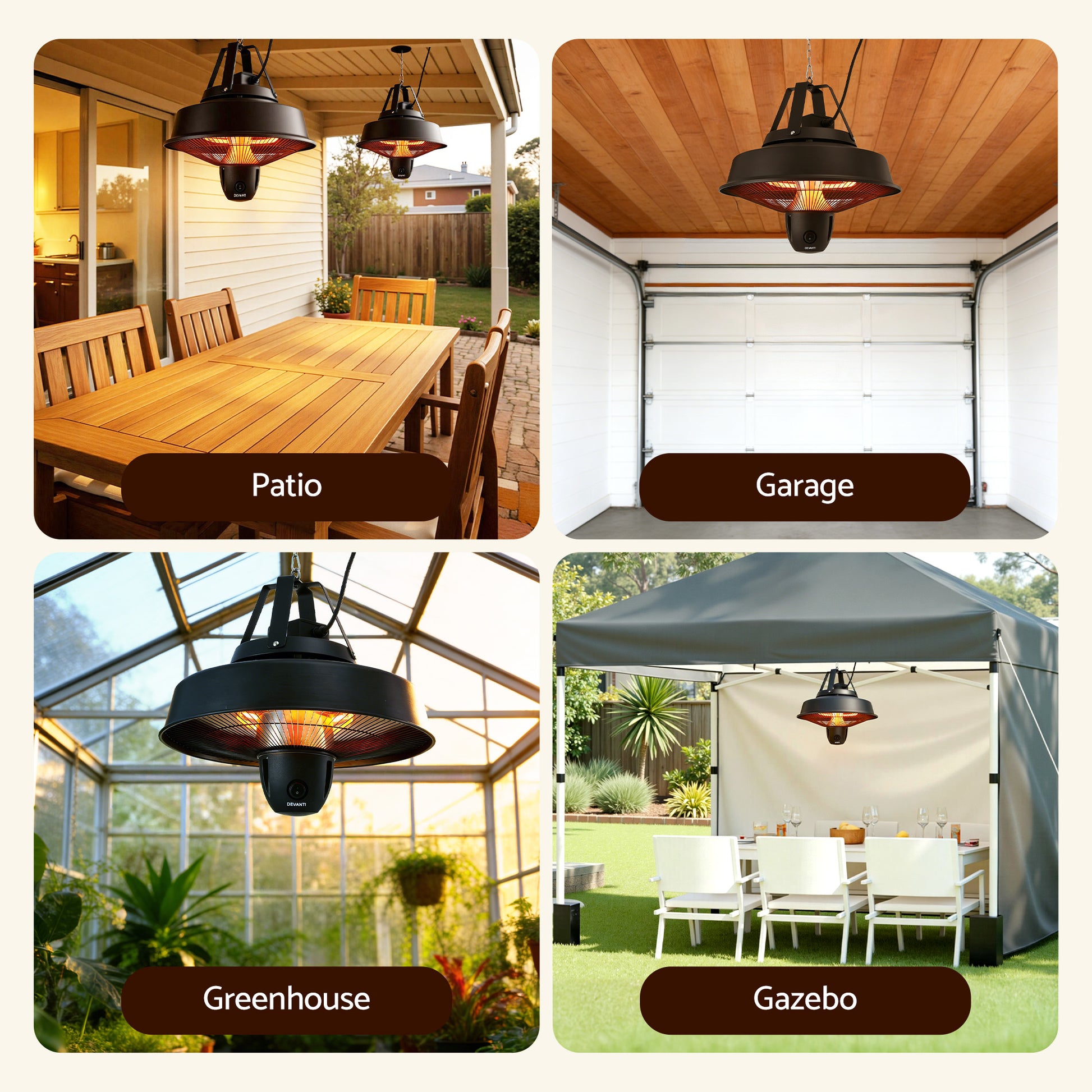 Devanti 2000W Electric Patio Heater Ceiling Mounted Hanging Heaters Remote - Image 8