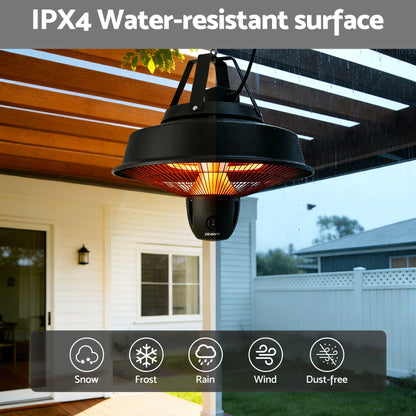 Devanti 2000W Electric Patio Heater Ceiling Mounted Hanging Heaters Remote - Image 9