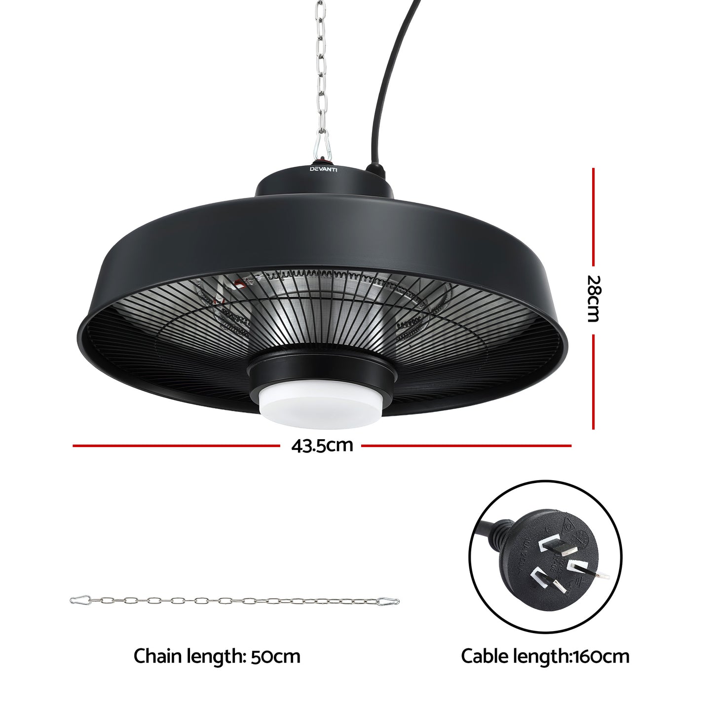 Devanti 2000W Outdoor Electric Patio Heater Ceiling Mount with LED Light Remote  - Image 2