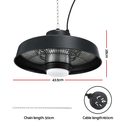 Devanti 2000W Outdoor Electric Patio Heater Ceiling Mount with LED Light Remote  - Image 2