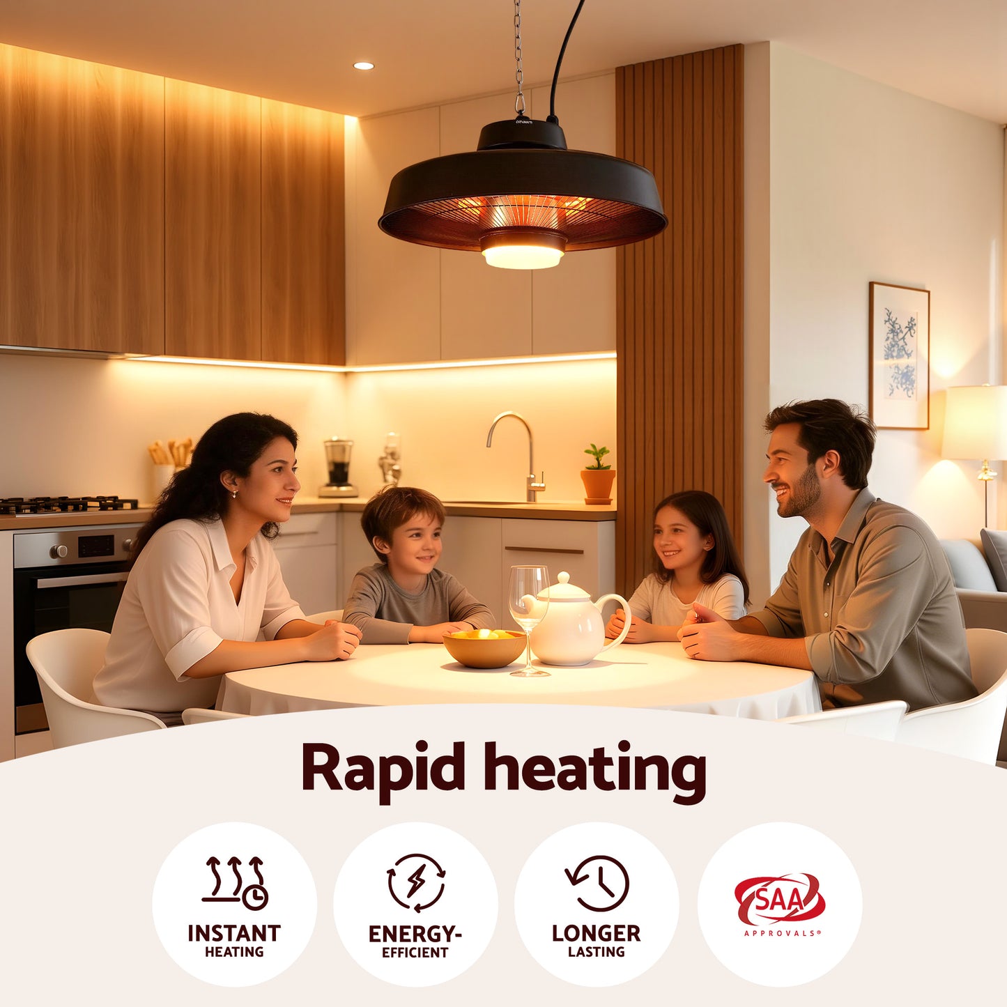 Devanti 2000W Outdoor Electric Patio Heater Ceiling Mount with LED Light Remote  - Image 5
