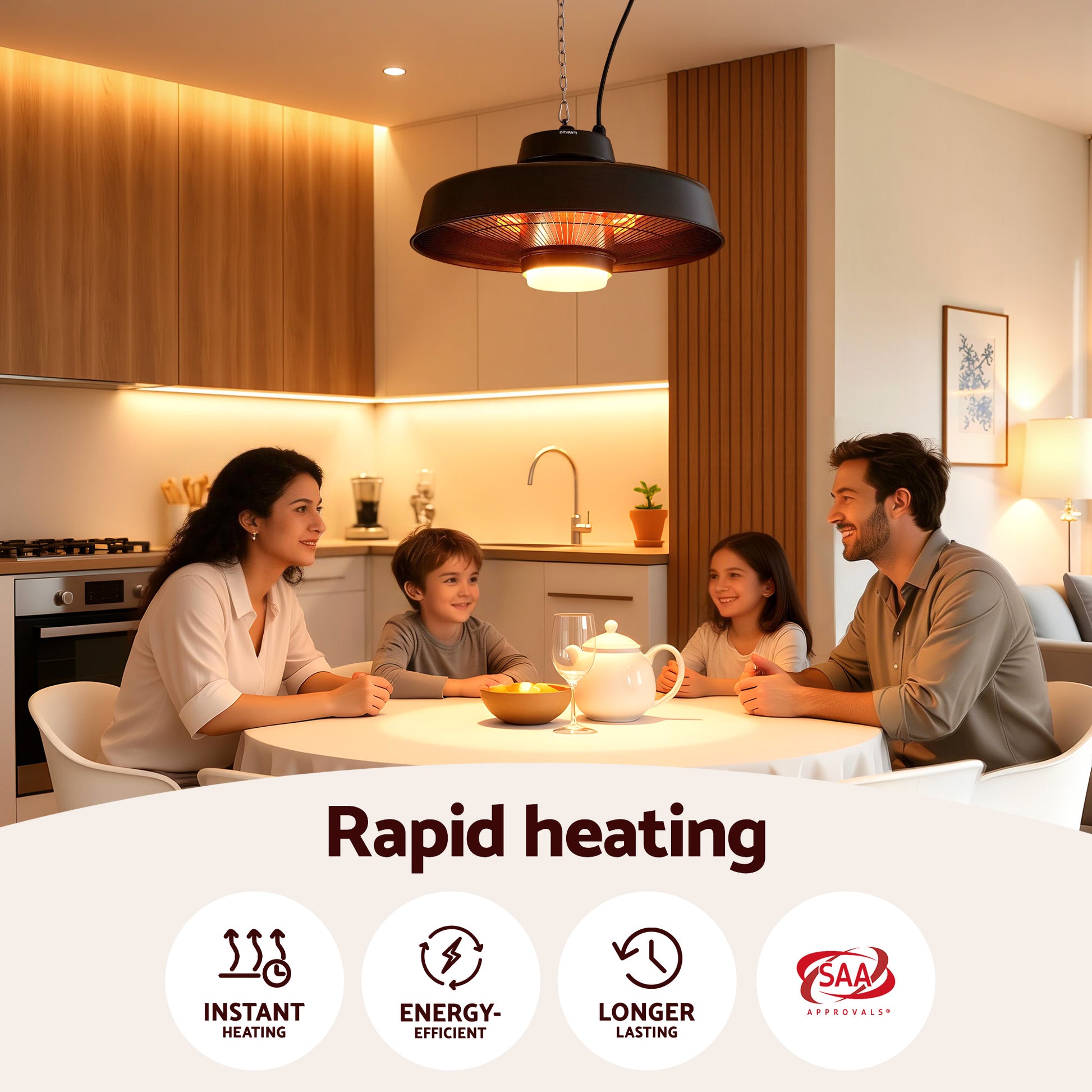 Devanti 2000W Outdoor Electric Patio Heater Ceiling Mount with LED Light Remote  - Image 5