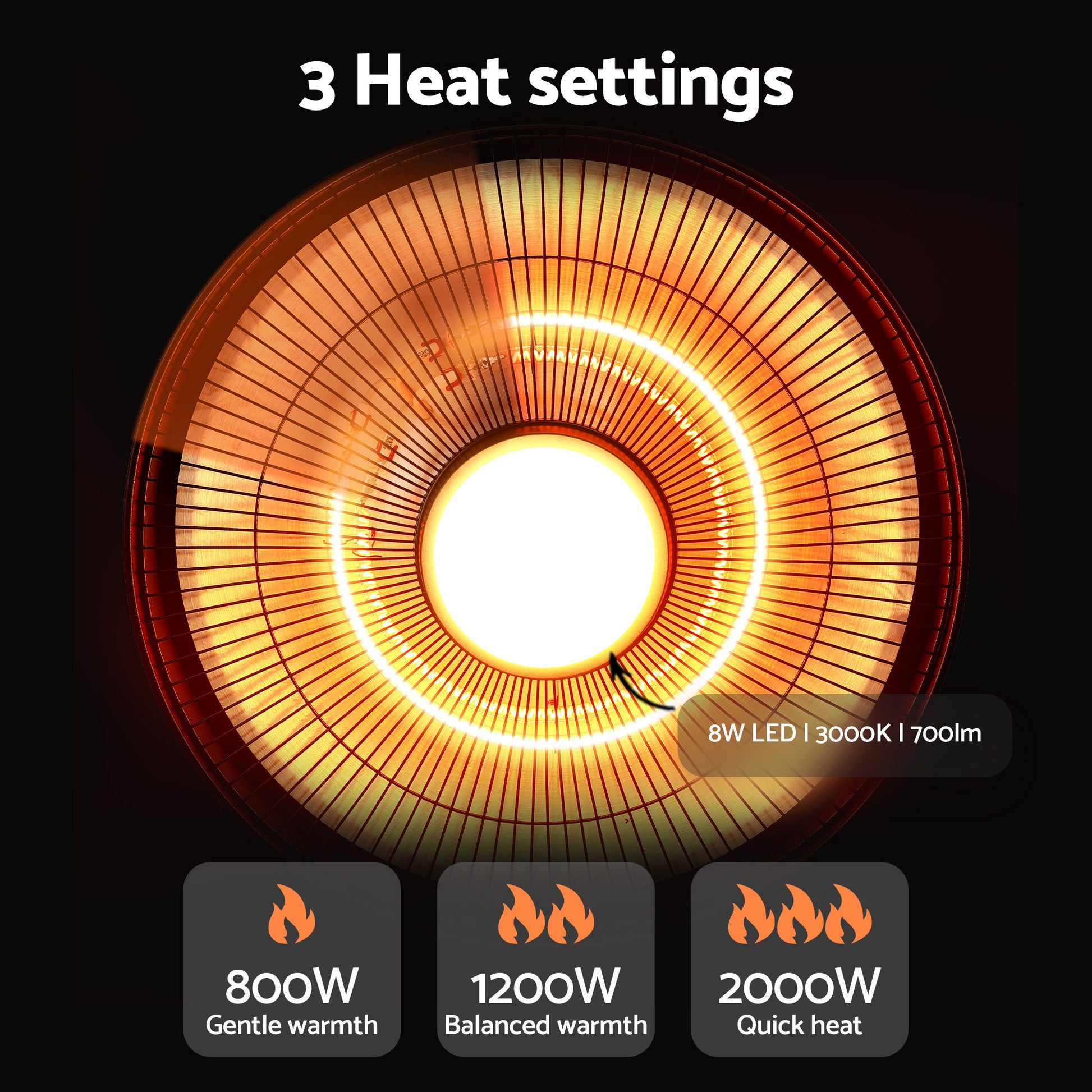 Devanti 2000W Outdoor Electric Patio Heater Ceiling Mount with LED Light Remote  - Image 6