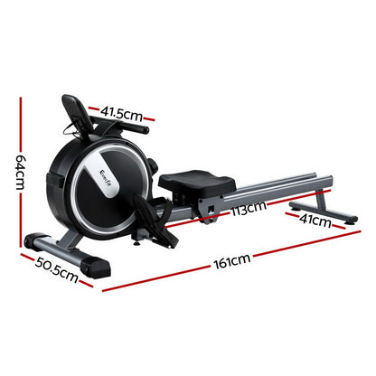 Everfit 16 Level Magnetic Rowing Machine for Home with App Connect Black - Image 2