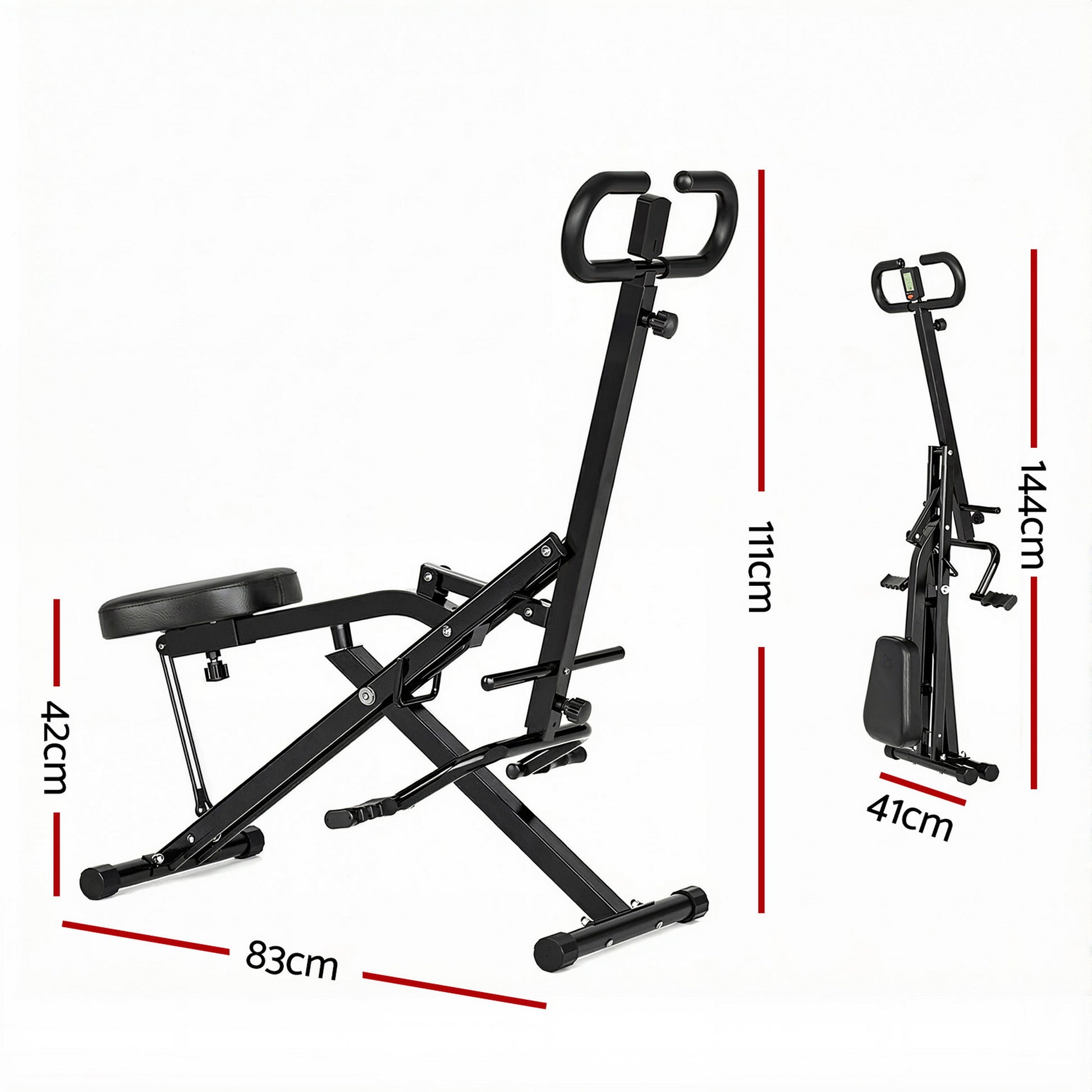 Everfit Foldable Squat Machine Deep Squat Rowing Machine 5 Adjustable Seat Home Gym - Image 2