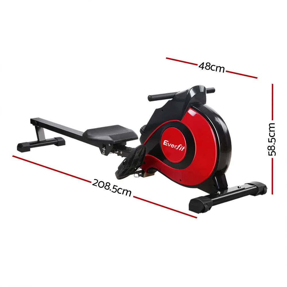 Everfit Rowing Machine Rower Magnetic Resistance Exercise Gym Home Cardio Red - Image 2
