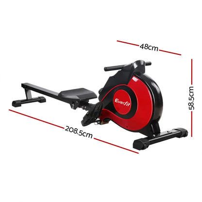 Everfit Rowing Machine Rower Magnetic Resistance Exercise Gym Home Cardio Red - Image 2